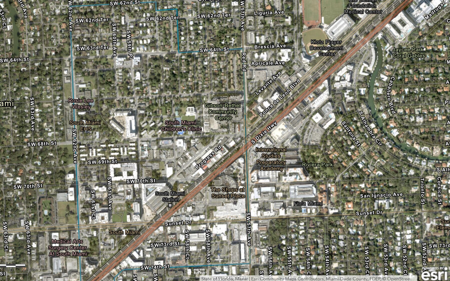 South Miami CRA study area aerial