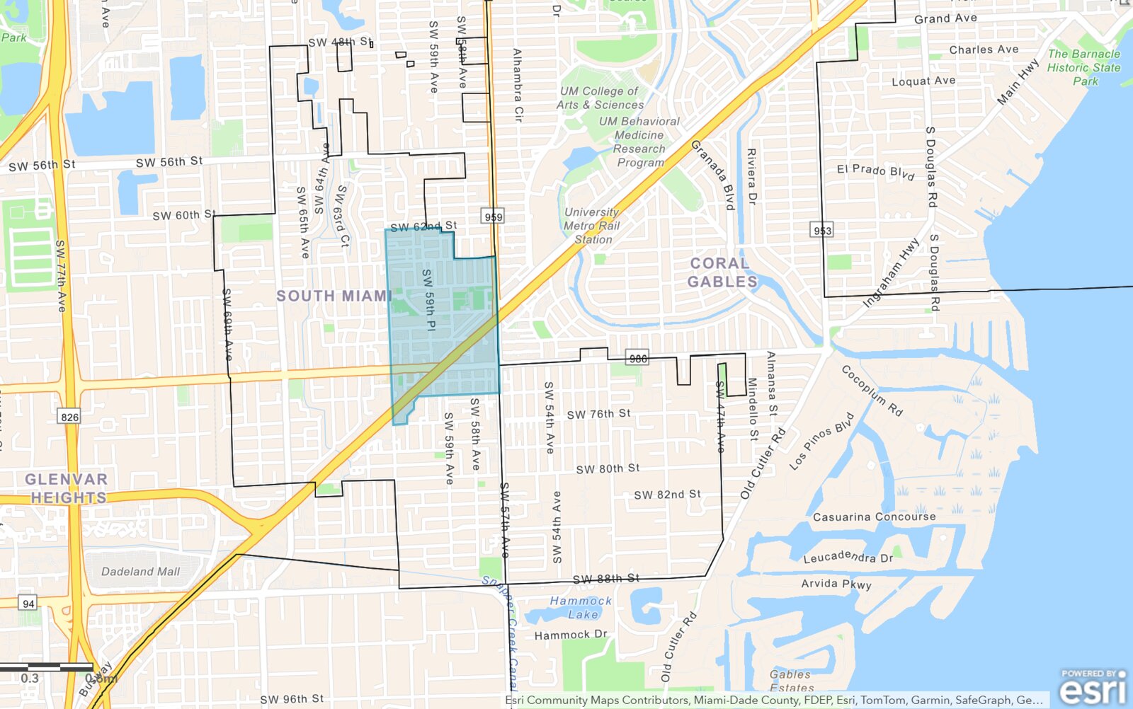 South Miami CRA within the city and region